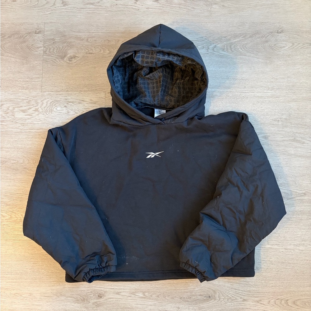 Reebok Black Hooded Cropped Sweatshirt